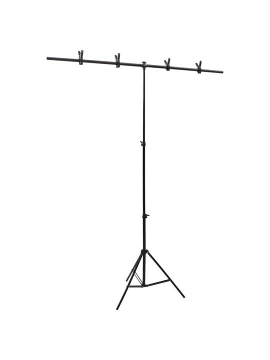 Fonu statīvs, t-forma, melns, 151x60x(70-200) cm