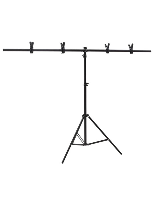 Fonu statīvs, t-forma, melns, 151x60x(70-200) cm