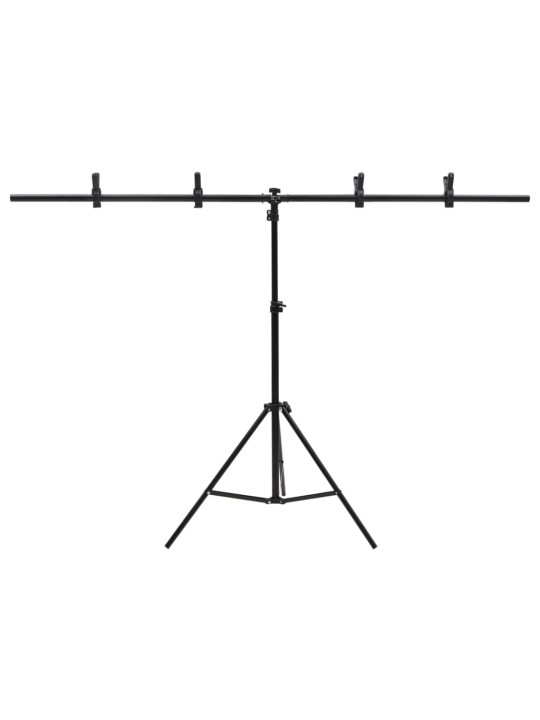 Fonu statīvs, t-forma, melns, 151x60x(70-200) cm