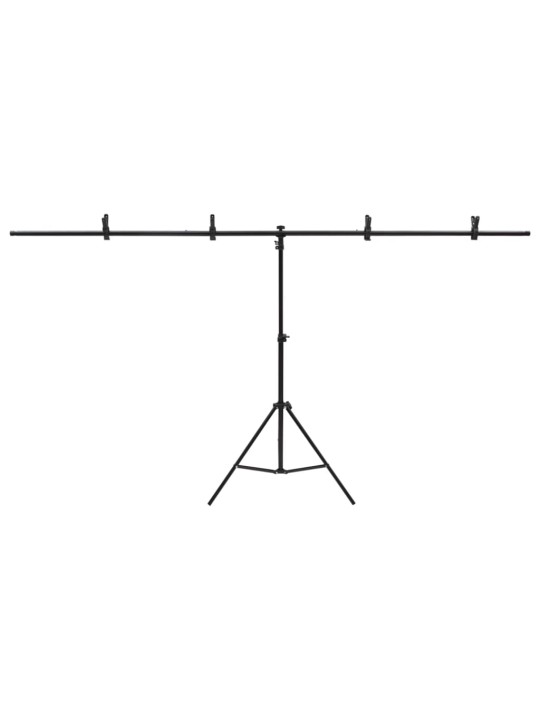 Fonu statīvs, t-forma, melns, 201x60x(70-200) cm