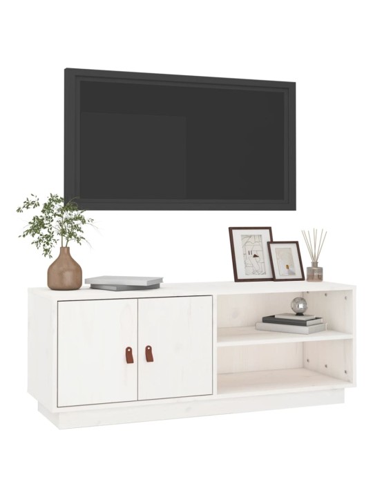 Tv skapītis, balts, 105x34x40 cm, priedes masīvkoks