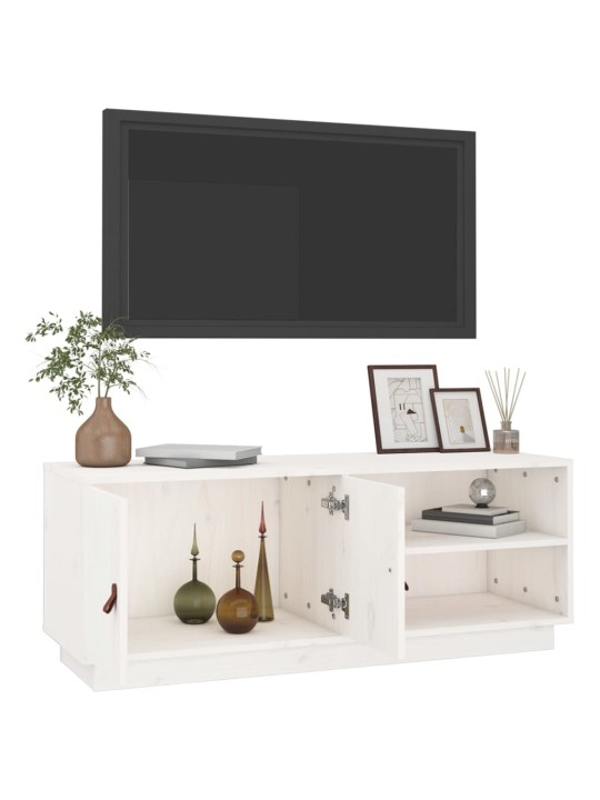Tv skapītis, balts, 105x34x40 cm, priedes masīvkoks