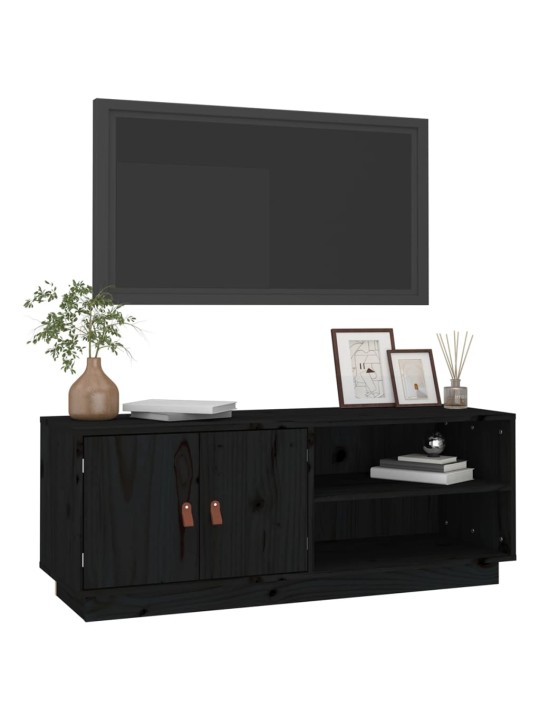 Tv skapītis, melns, 105x34x40 cm, priedes masīvkoks
