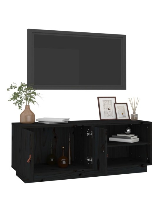 Tv skapītis, melns, 105x34x40 cm, priedes masīvkoks