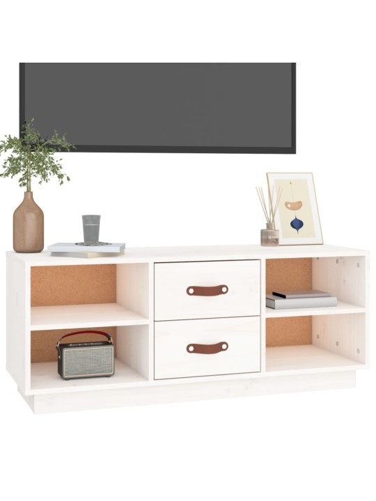 Tv skapītis, balts, 100x34x40 cm, priedes masīvkoks