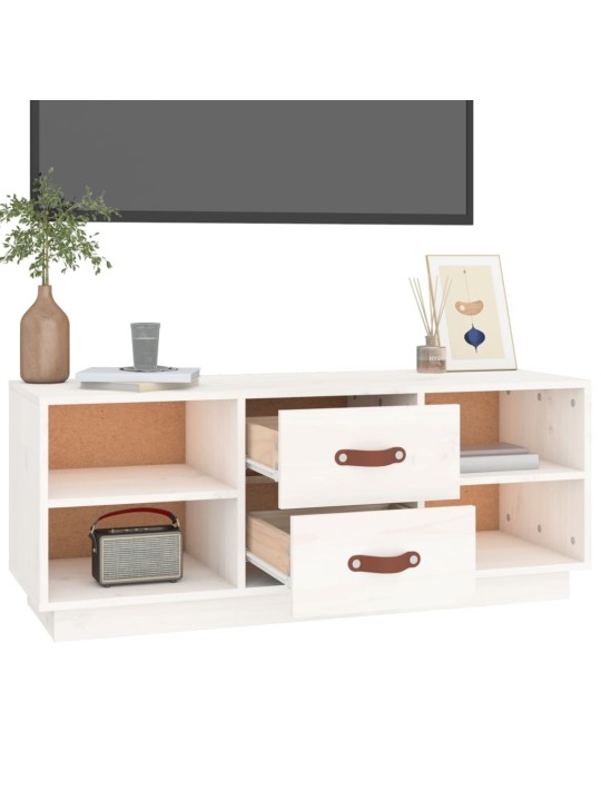 Tv skapītis, balts, 100x34x40 cm, priedes masīvkoks