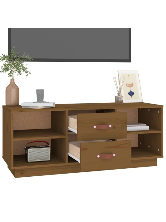 Tv skapītis, medus brūns, 100x34x40 cm, priedes masīvkoks