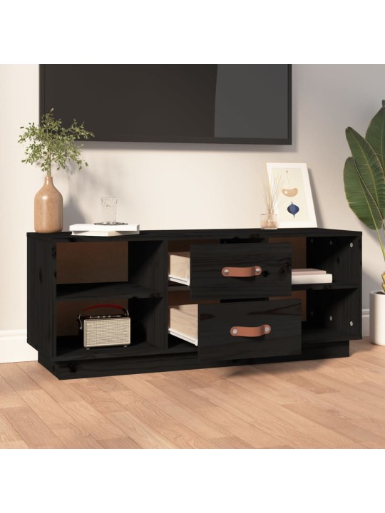 Tv skapītis, melns, 100x34x40 cm, priedes masīvkoks