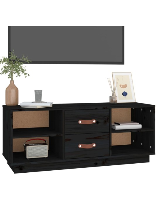 Tv skapītis, melns, 100x34x40 cm, priedes masīvkoks
