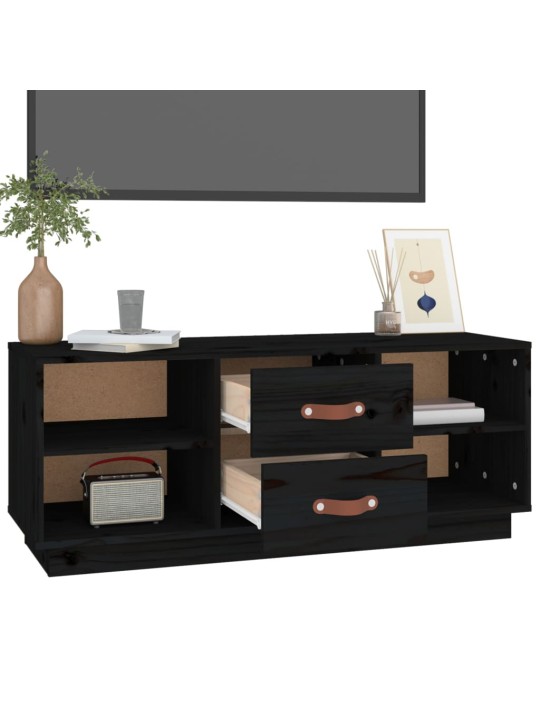 Tv skapītis, melns, 100x34x40 cm, priedes masīvkoks