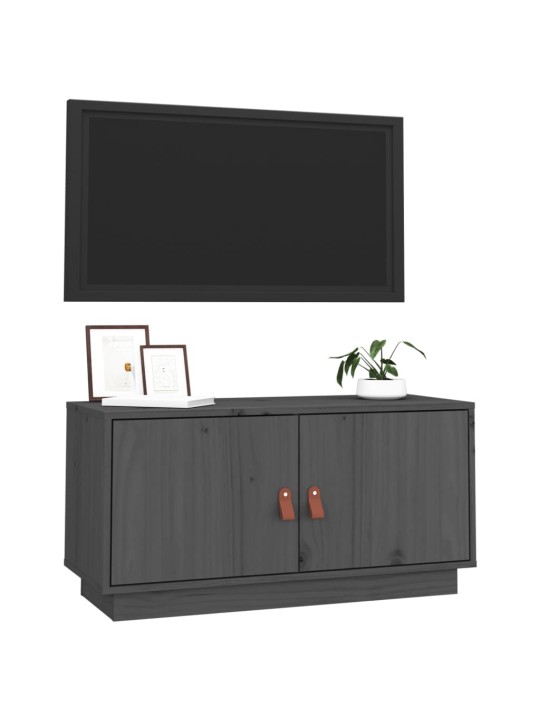 Tv skapītis, pelēks, 80x34x40 cm, priedes masīvkoks