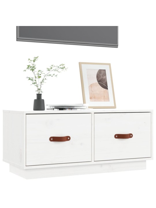 Tv skapītis, balts, 80x34x35 cm, priedes masīvkoks