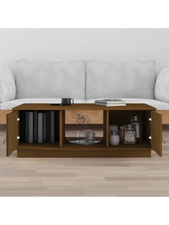 Kafijas galdiņš, medus brūns, 100x50x35 cm, priedes masīvkoks