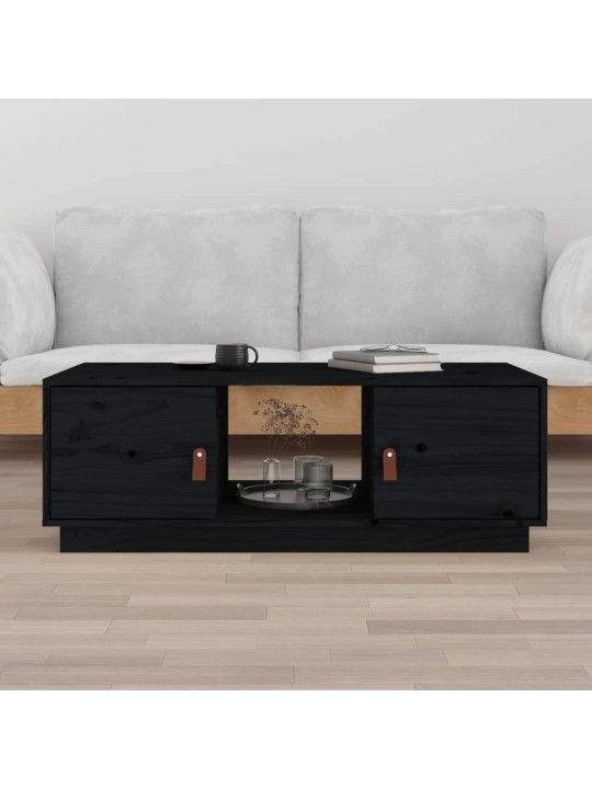 Kafijas galdiņš, melns, 100x50x35 cm, priedes masīvkoks