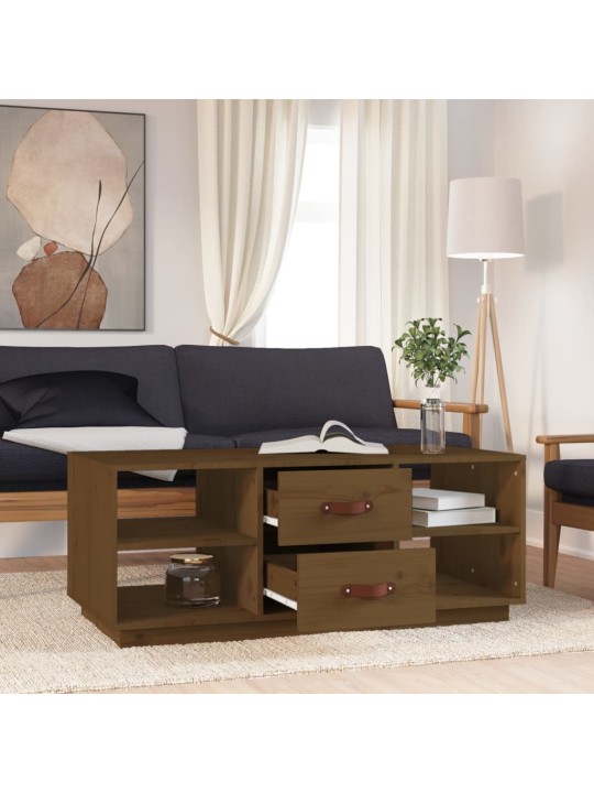 Kafijas galdiņš, medus brūns, 100x50x41 cm, priedes masīvkoks