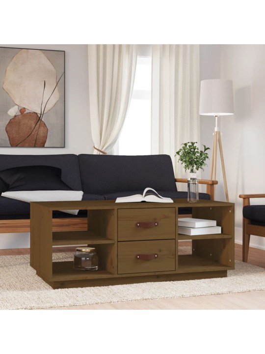 Kafijas galdiņš, medus brūns, 100x50x41 cm, priedes masīvkoks