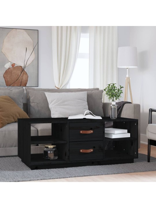 Kafijas galdiņš, melns, 100x50x41 cm, priedes masīvkoks