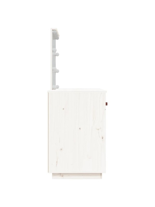 Spoguļgaldiņš ar led, balts, 95x50x133,5 cm, priedes masīvkoks