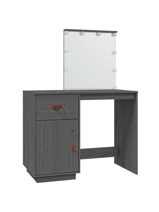 Spoguļgaldiņš ar led, pelēks, 95x50x133,5 cm, priedes masīvkoks