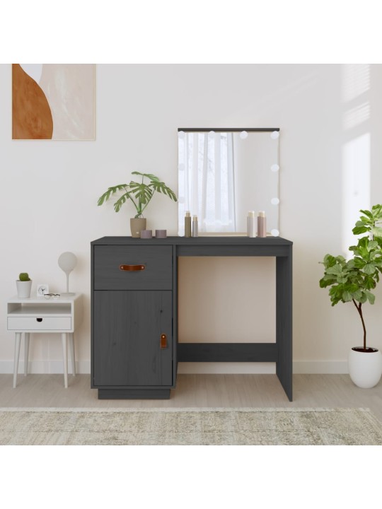 Spoguļgaldiņš ar led, pelēks, 95x50x133,5 cm, priedes masīvkoks