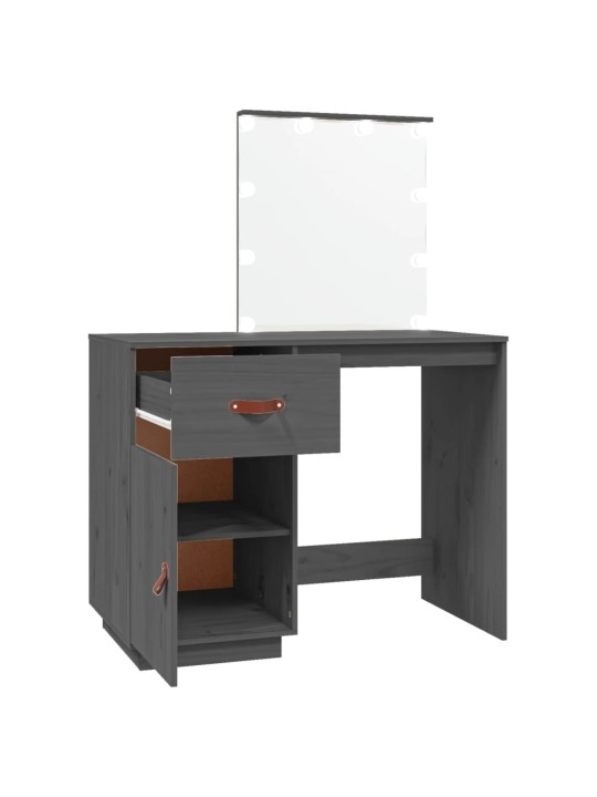 Spoguļgaldiņš ar led, pelēks, 95x50x133,5 cm, priedes masīvkoks