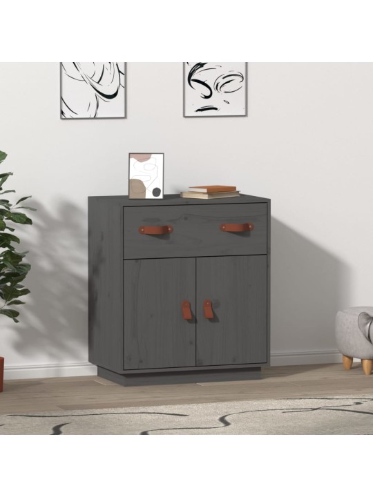 Kumode, pelēka, 65,5x40x75 cm, priedes masīvkoks