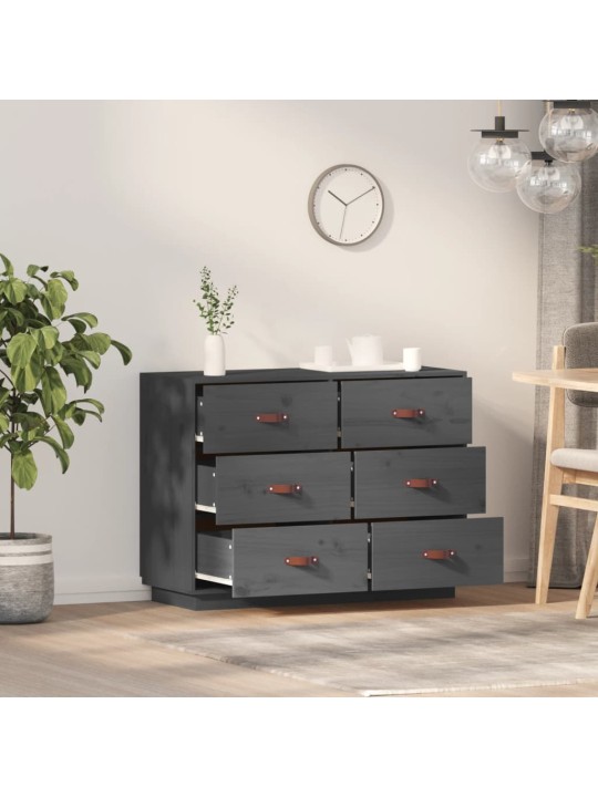 Kumode, pelēka, 100x40x75 cm, priedes masīvkoks