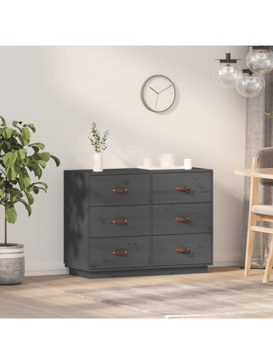 Kumode, pelēka, 100x40x75 cm, priedes masīvkoks