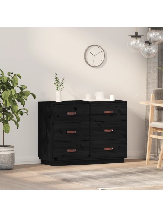 Kumode, melna, 100x40x75 cm, priedes masīvkoks