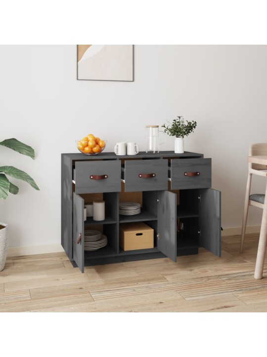 Kumode, pelēka, 100x40x75 cm, priedes masīvkoks