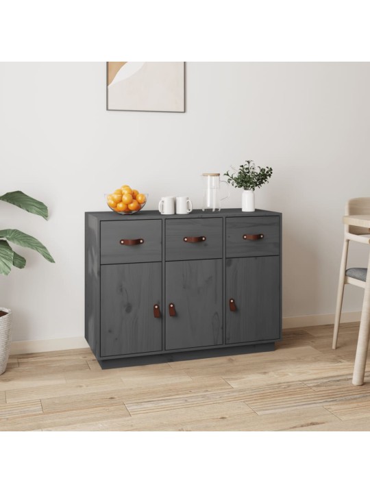 Kumode, pelēka, 100x40x75 cm, priedes masīvkoks