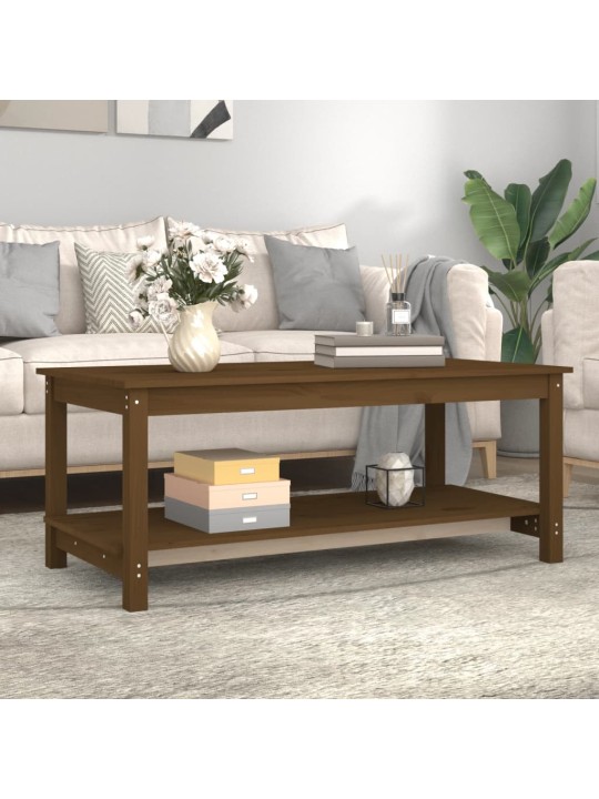 Kafijas galdiņš, medus brūns, 110x55x45 cm, priedes masīvkoks
