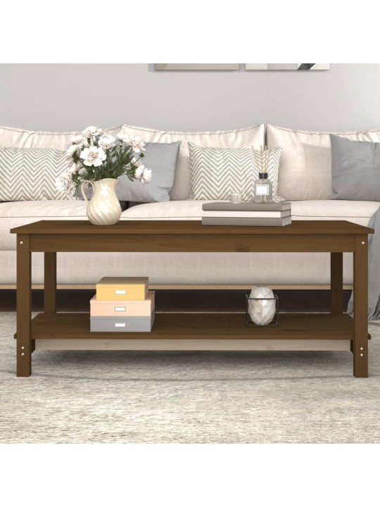 Kafijas galdiņš, medus brūns, 110x55x45 cm, priedes masīvkoks