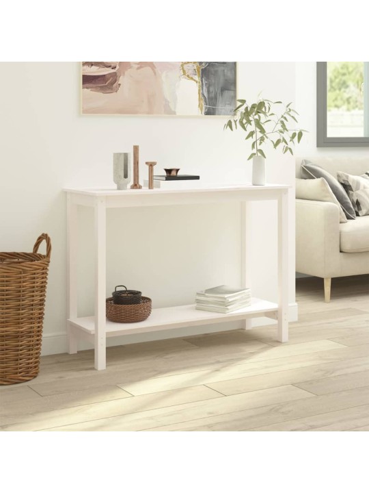Konsoles galdiņš, balts, 110x40x80 cm, priedes masīvkoks