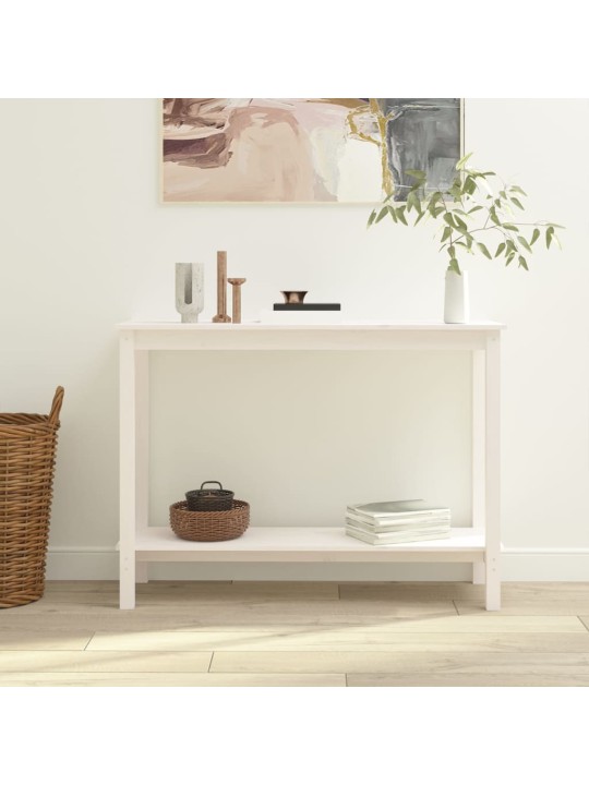Konsoles galdiņš, balts, 110x40x80 cm, priedes masīvkoks