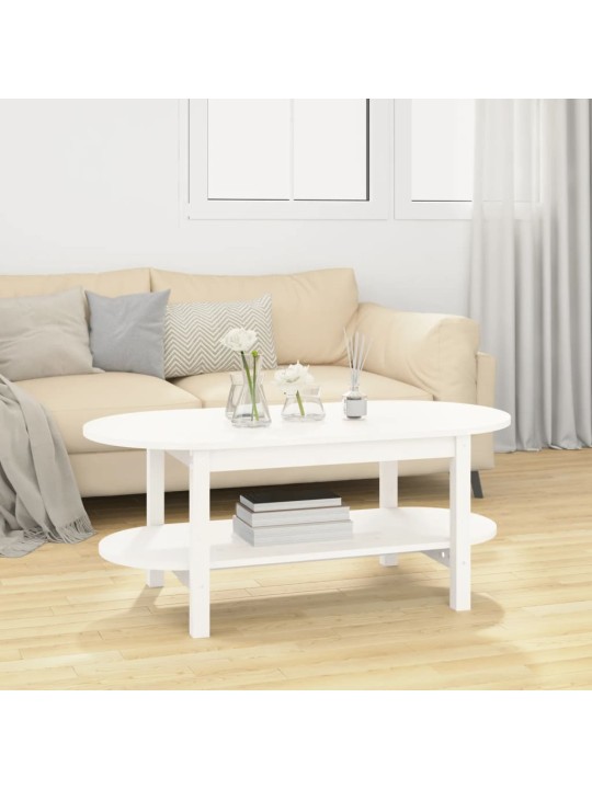 Kafijas galdiņš, balts, 110x55x45 cm, priedes masīvkoks