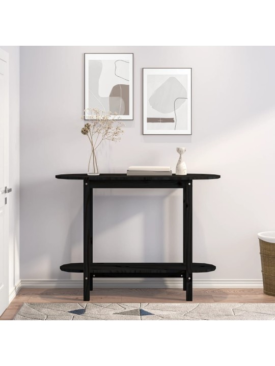 Konsoles galdiņš, melns, 110x40x80 cm, priedes masīvkoks