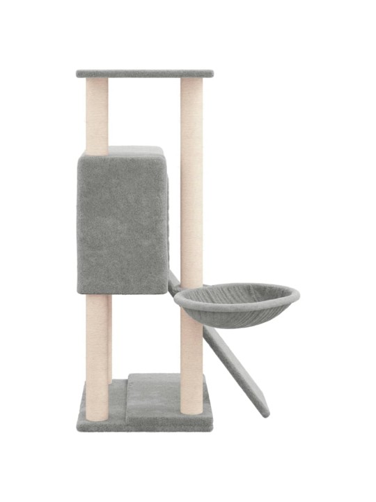 Kaķu māja ar sizala stabiem nagu asināšanai, 96 cm, pelēka