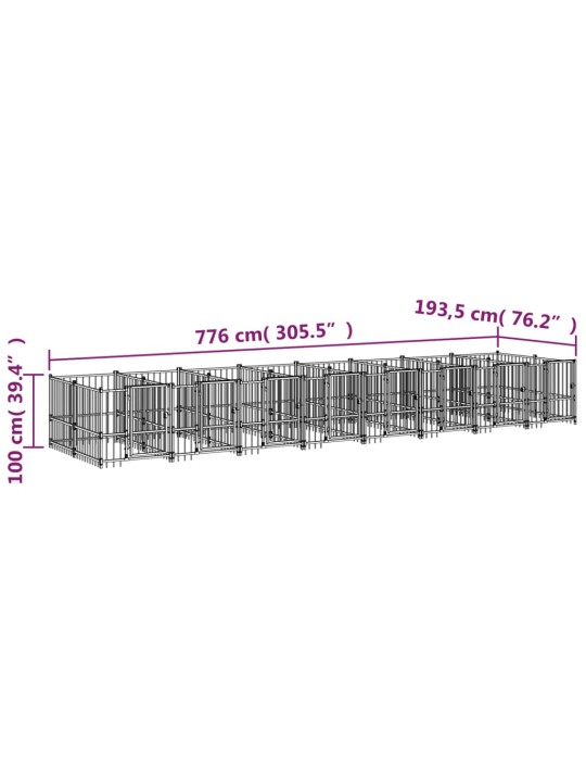 Suņu voljērs, 15,02 m², tērauds