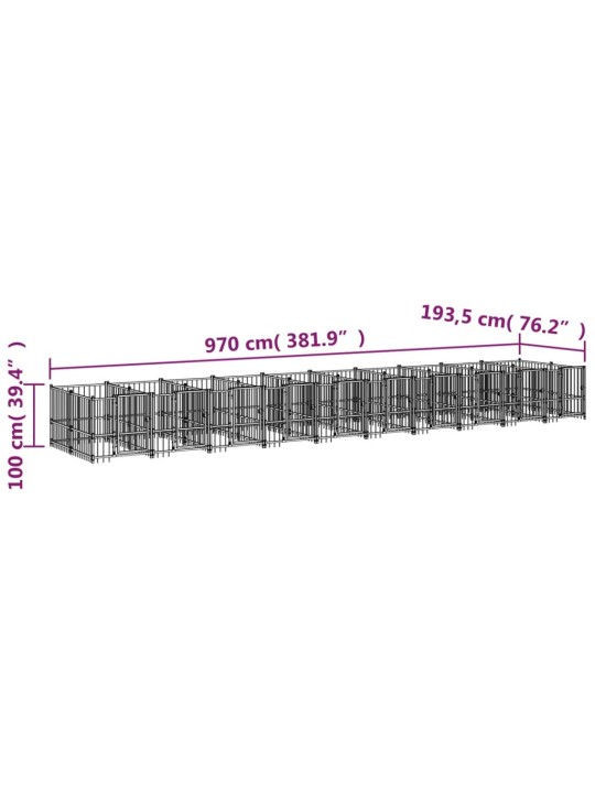 Suņu voljērs, 18,77 m², tērauds
