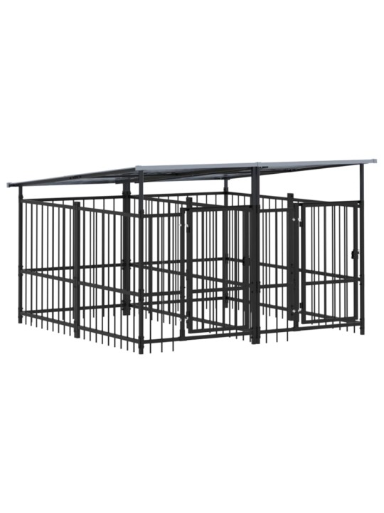 Suņu voljērs ar jumtu, 3,75 m², tērauds