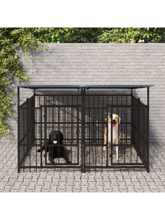 Suņu voljērs ar jumtu, 3,75 m², tērauds
