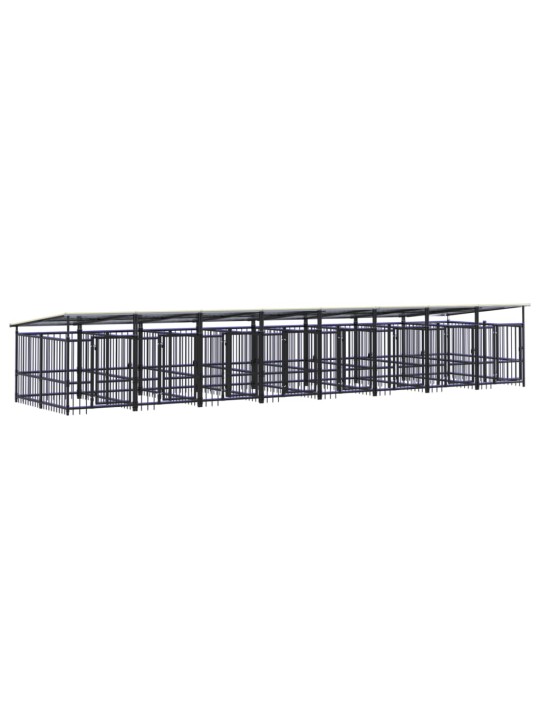 Suņu voljērs ar jumtu, 15,02 m², tērauds