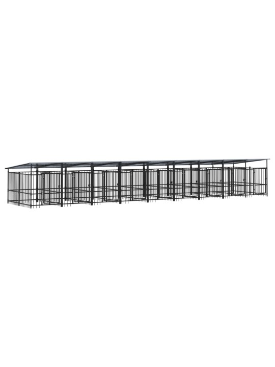 Suņu voljērs ar jumtu, 16,89 m², tērauds