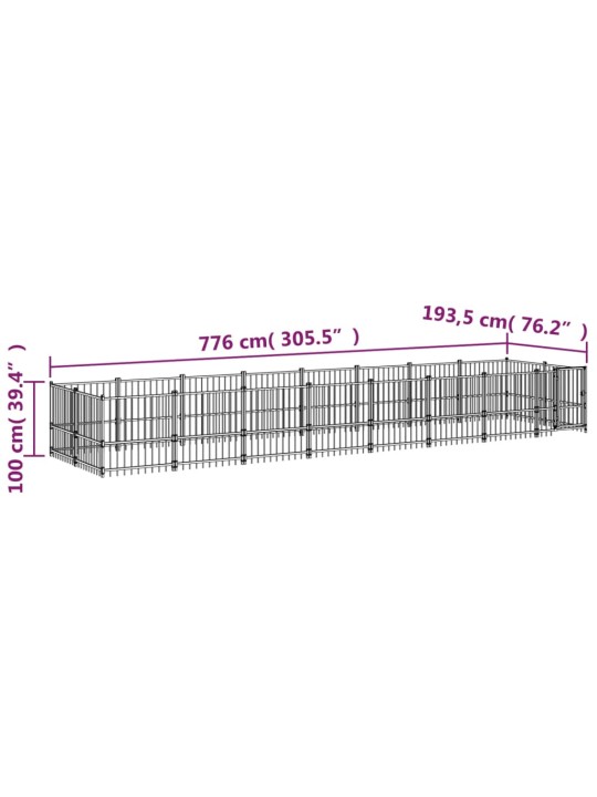 Suņu voljērs, 15,02 m², tērauds
