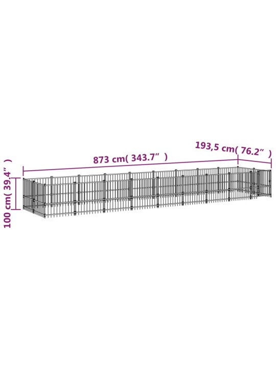 Suņu voljērs, 16,89 m², tērauds