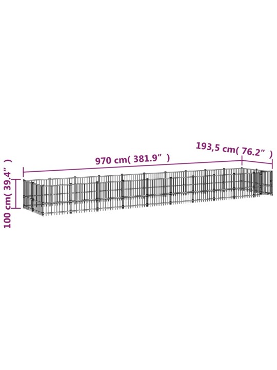 Suņu voljērs, 18,77 m², tērauds