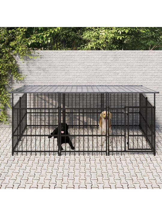 Suņu voljērs ar jumtu, 3,75 m², tērauds