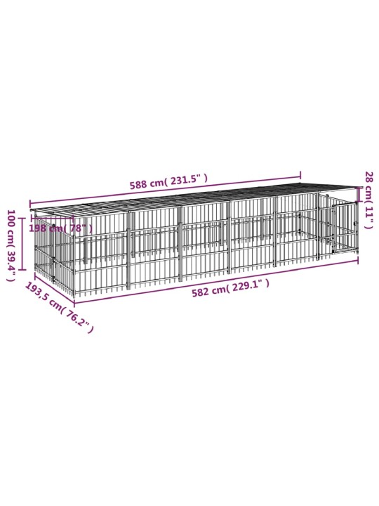Suņu voljērs ar jumtu, 11,26 m², tērauds