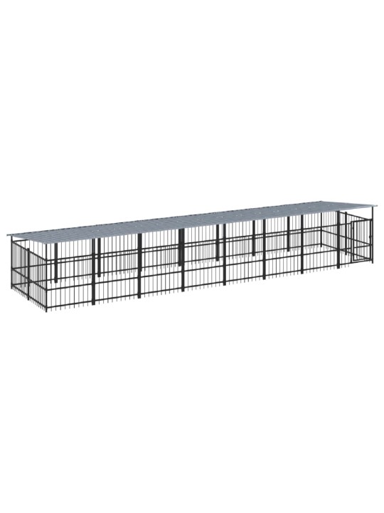 Suņu voljērs ar jumtu, 15,02 m², tērauds